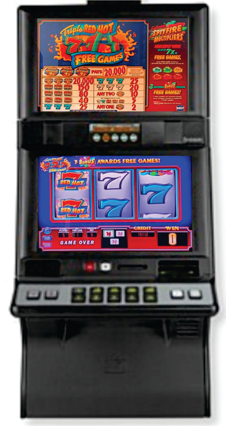 IGT Triple Red Hot 7s Video Slot Machine